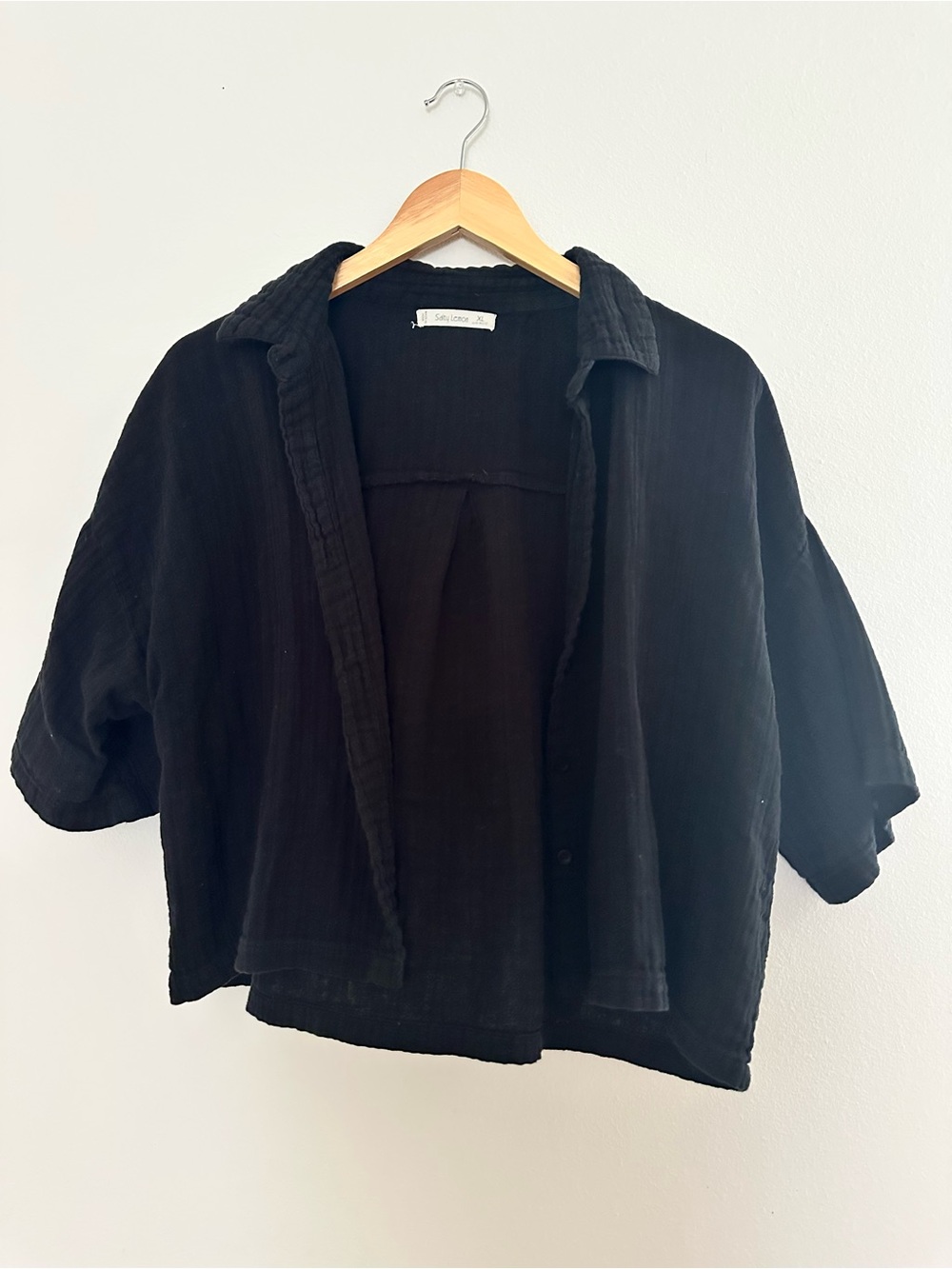 Salty Lemon Relaxed Black Button-Down Shirt